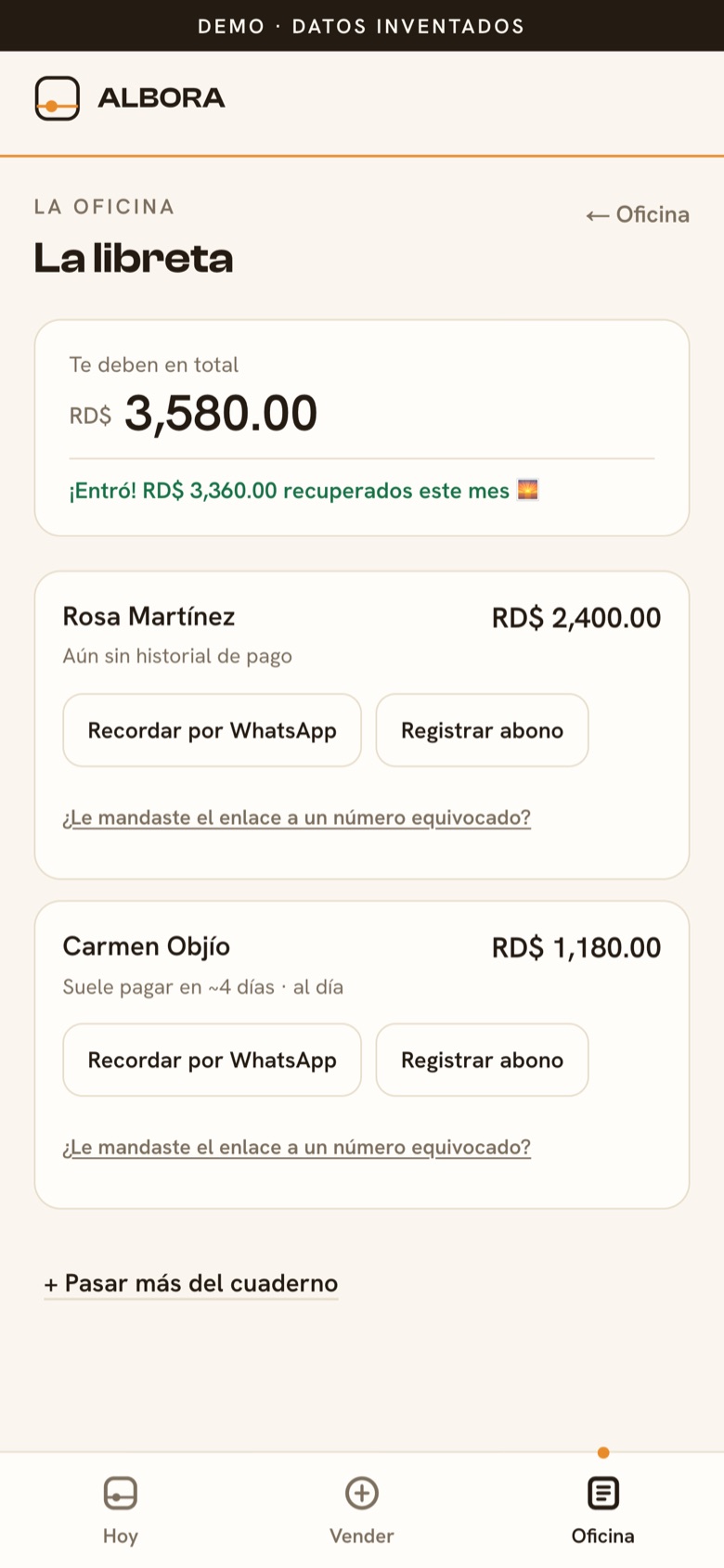albora: la libreta de lo que deben los clientes
